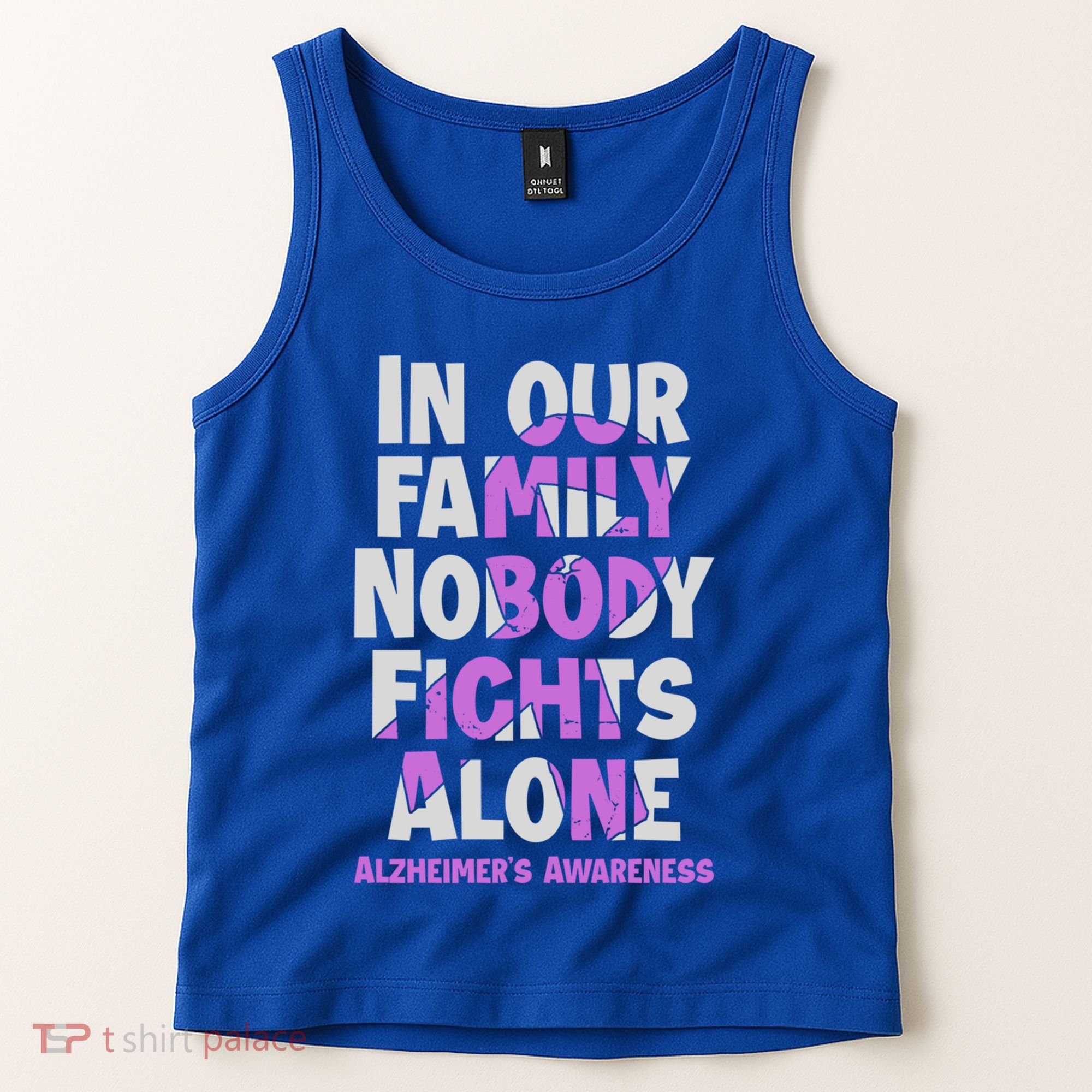 Alzheimers Awareness Ribbon Purple Nobody Fights Alone Gift Tank Top