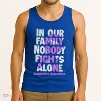 Alzheimers Awareness Ribbon Purple Nobody Fights Alone Gift Tank Top thumb 3