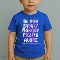 Alzheimers Awareness Ribbon Purple Nobody Fights Alone Gift Toddler T-Shirt thumb 2