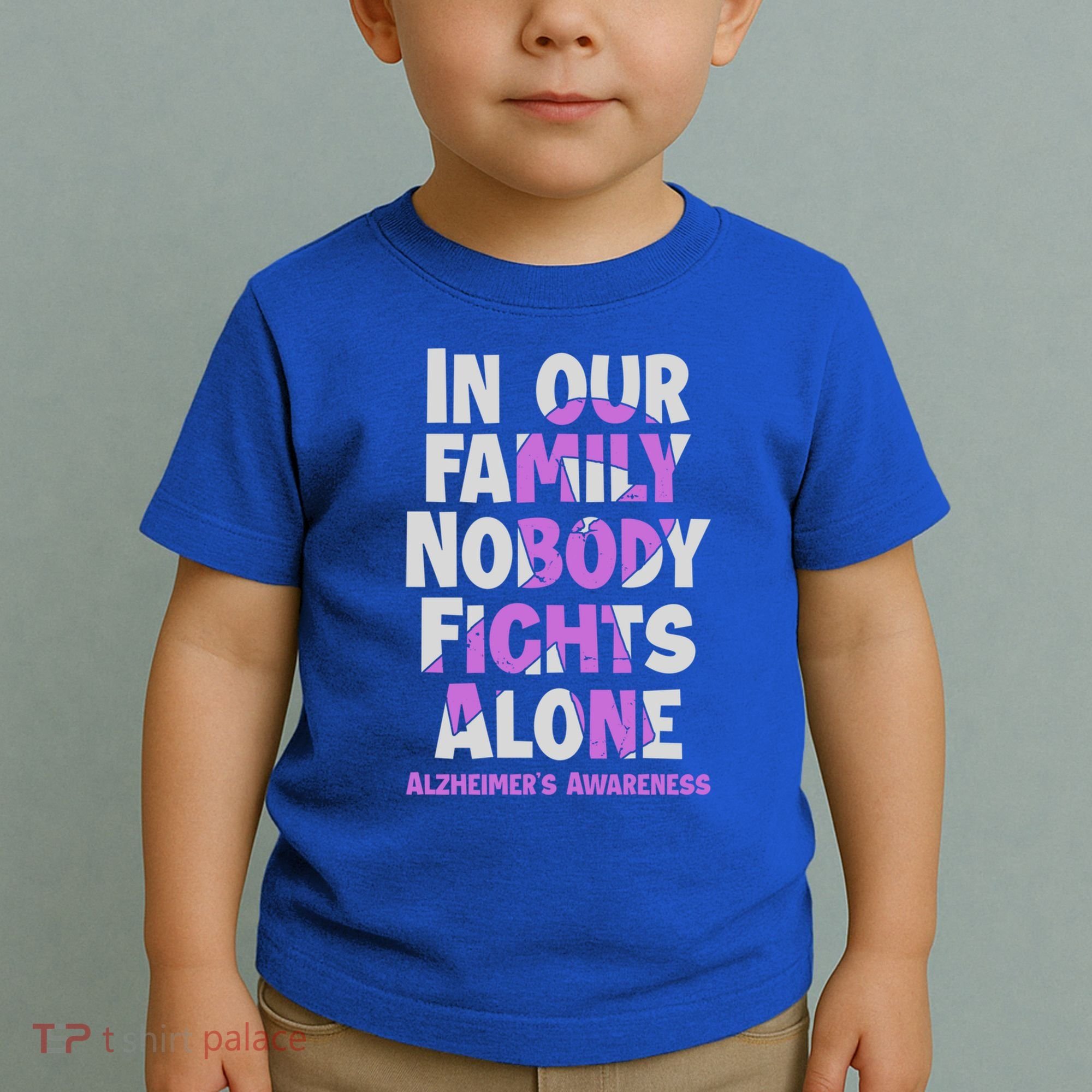 Alzheimers Awareness Ribbon Purple Nobody Fights Alone Gift Toddler T-Shirt