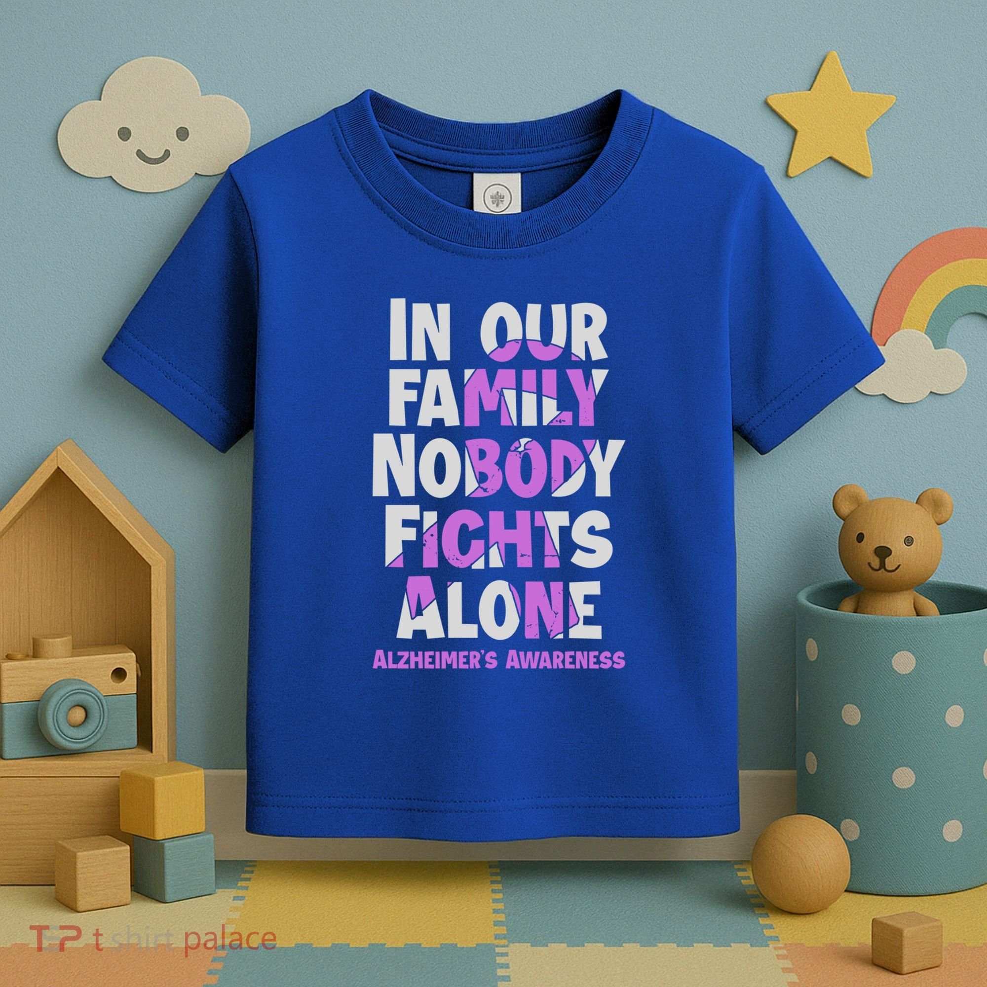 Alzheimers Awareness Ribbon Purple Nobody Fights Alone Gift Toddler T-Shirt