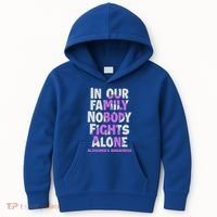 Alzheimers Awareness Ribbon Purple Nobody Fights Alone Gift Kids Hoodie thumb 0