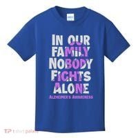 Alzheimers Awareness Ribbon Purple Nobody Fights Alone Gift Kids T-Shirt thumb 0