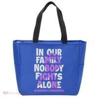 Alzheimers Awareness Ribbon Purple Nobody Fights Alone Gift Tote Bag thumb 0