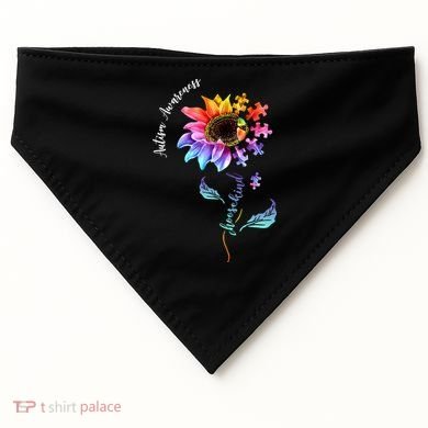 Autism Awareness Rainbow Sunflower USA-Made Doggie Bandana