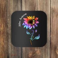 Autism Awareness Rainbow Sunflower Coaster thumb 0