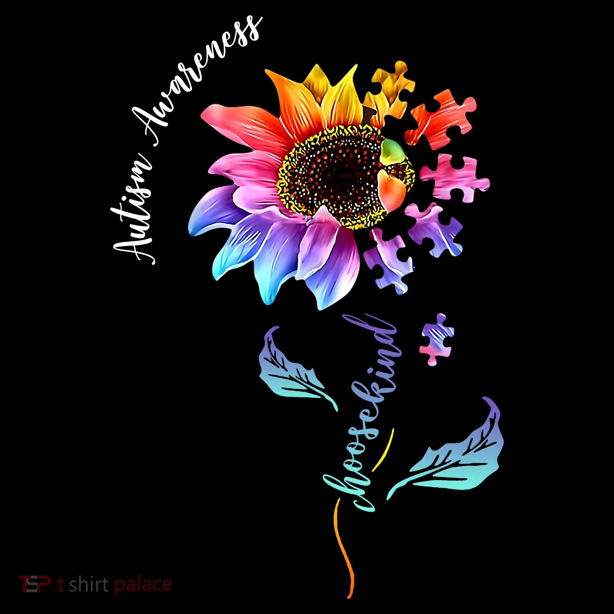 Autism Awareness Rainbow Sunflower Coaster