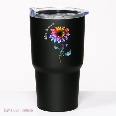 Autism Awareness Rainbow Sunflower Tumbler