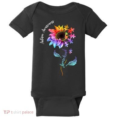 Autism Awareness Rainbow Sunflower Baby Bodysuit