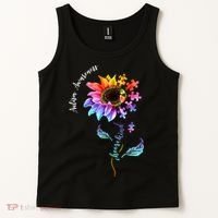 Autism Awareness Rainbow Sunflower Tank Top thumb 2