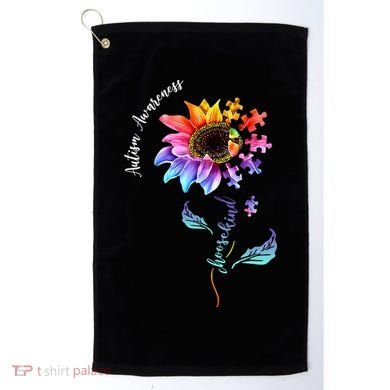 Autism Awareness Rainbow Sunflower Golf Towel