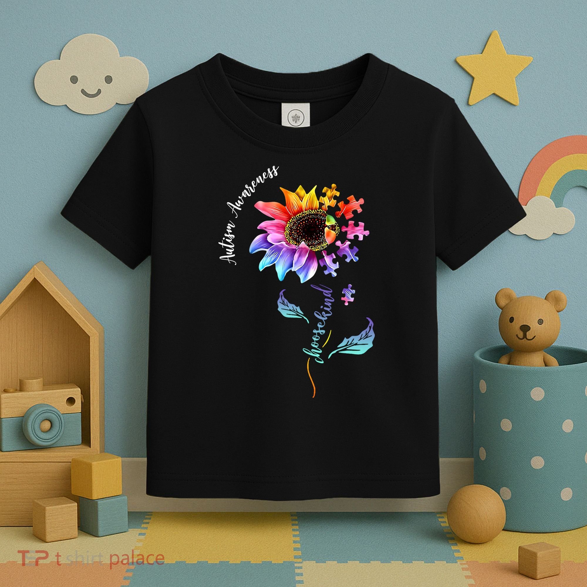 Autism Awareness Rainbow Sunflower Toddler T-Shirt
