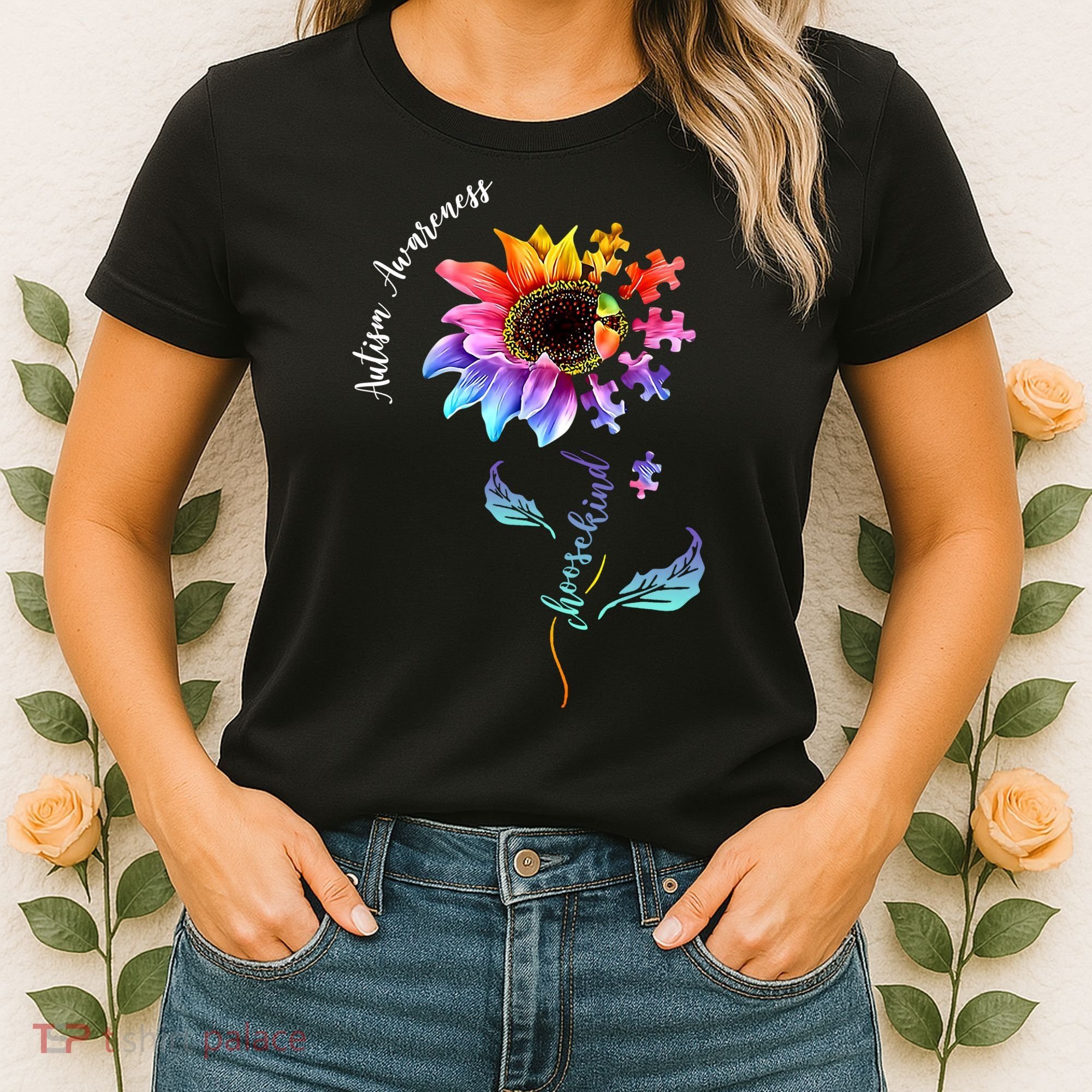Autism Awareness Rainbow Sunflower Women's T-Shirt