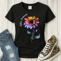 Autism Awareness Rainbow Sunflower Women's T-Shirt thumb 3