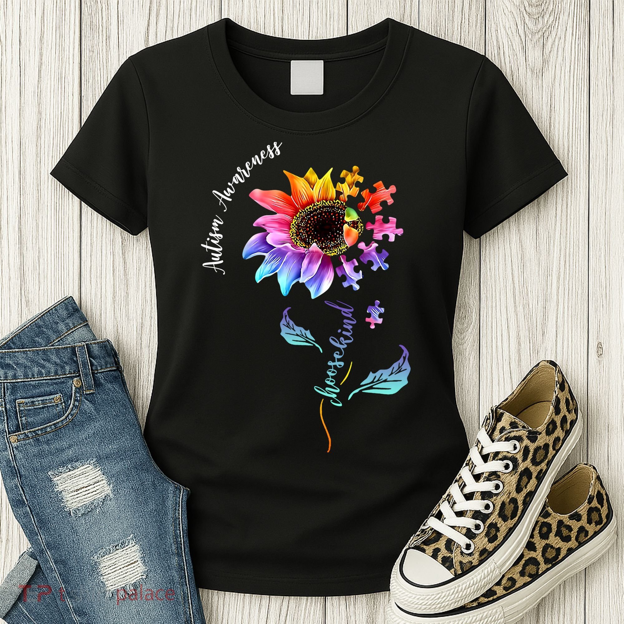 Autism Awareness Rainbow Sunflower Women's T-Shirt