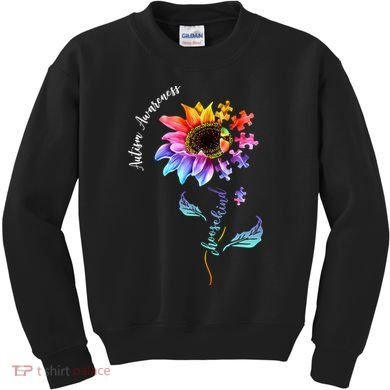 Autism Awareness Rainbow Sunflower Kids Sweatshirt