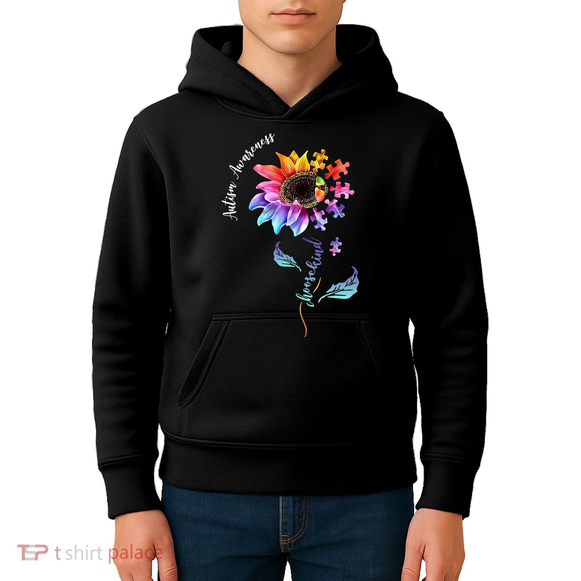 Autism Awareness Rainbow Sunflower Kids Hoodie