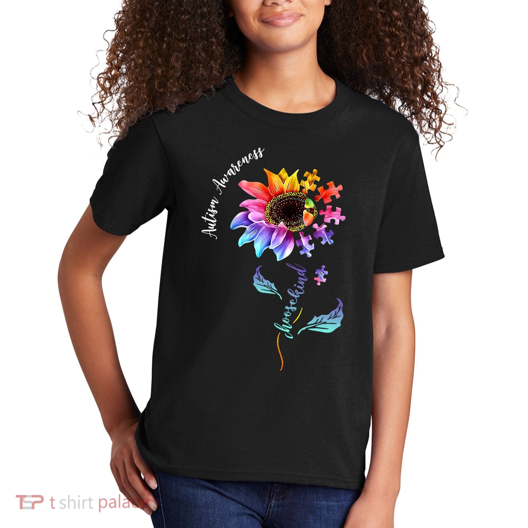 Autism Awareness Rainbow Sunflower Kids T-Shirt
