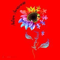 Autism Awareness Rainbow Sunflower Santa Hat thumb 1