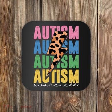 Autism Awareness Retro Cheetah Coaster