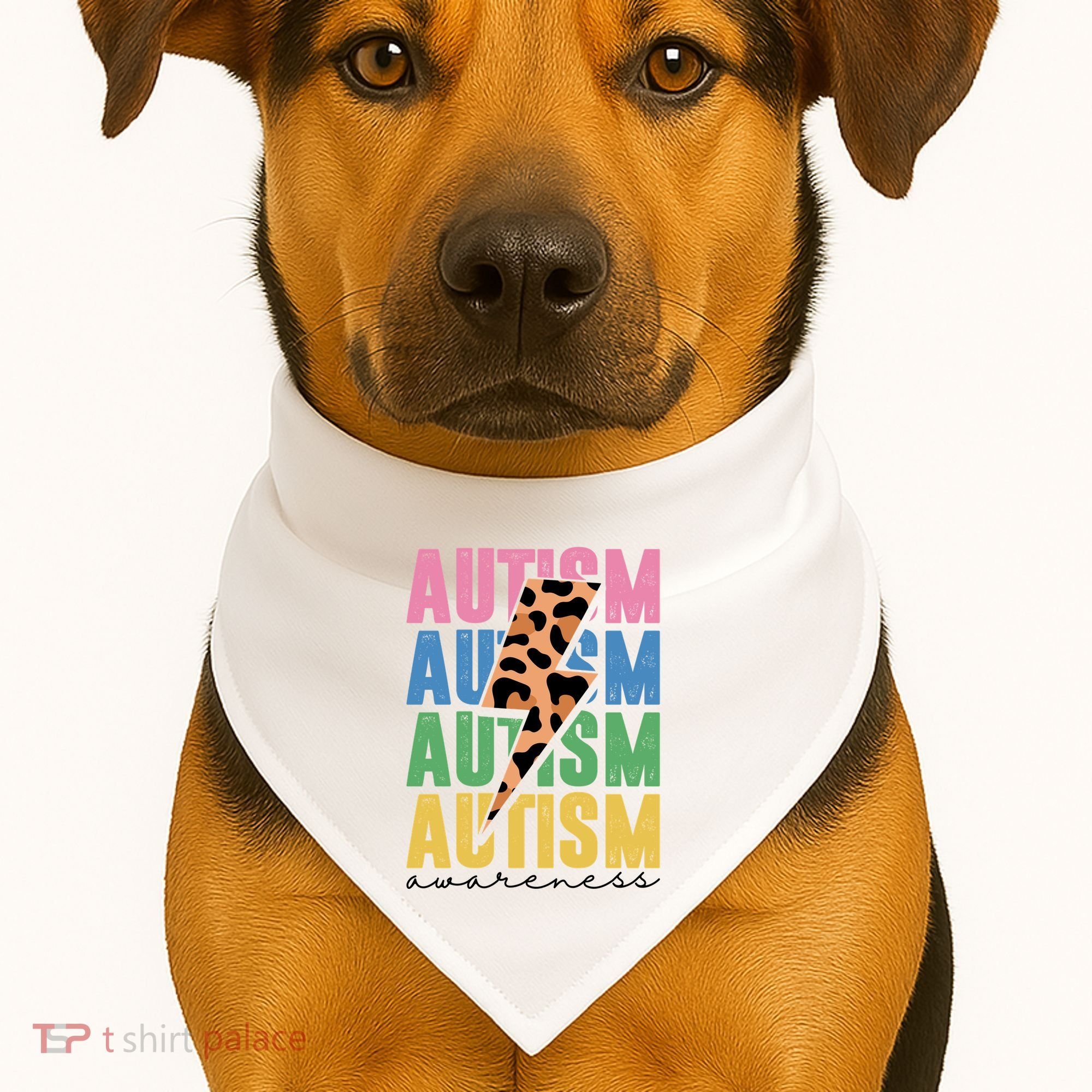 Autism Awareness Retro Cheetah USA-Made Doggie Bandana