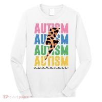 Autism Awareness Retro Cheetah Long Sleeve Shirt thumb 0