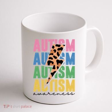 Autism Awareness Retro Cheetah Coffee Mug back
