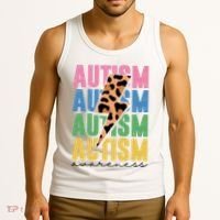 Autism Awareness Retro Cheetah Tank Top thumb 3