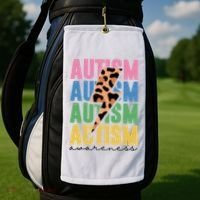 Autism Awareness Retro Cheetah Golf Towel thumb 2