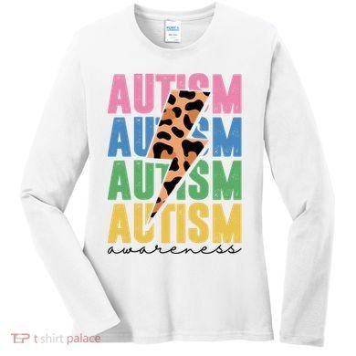 Autism Awareness Retro Cheetah Women's Long Sleeve Shirt