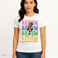Autism Awareness Retro Cheetah Women's T-Shirt thumb 4