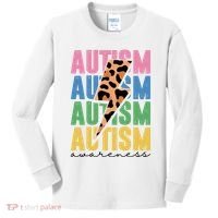 Autism Awareness Retro Cheetah Kids Long Sleeve Shirt thumb 0