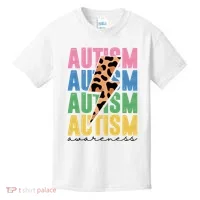 Autism Awareness Retro Cheetah Kids T-Shirt thumb 0