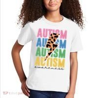 Autism Awareness Retro Cheetah Kids T-Shirt thumb 2