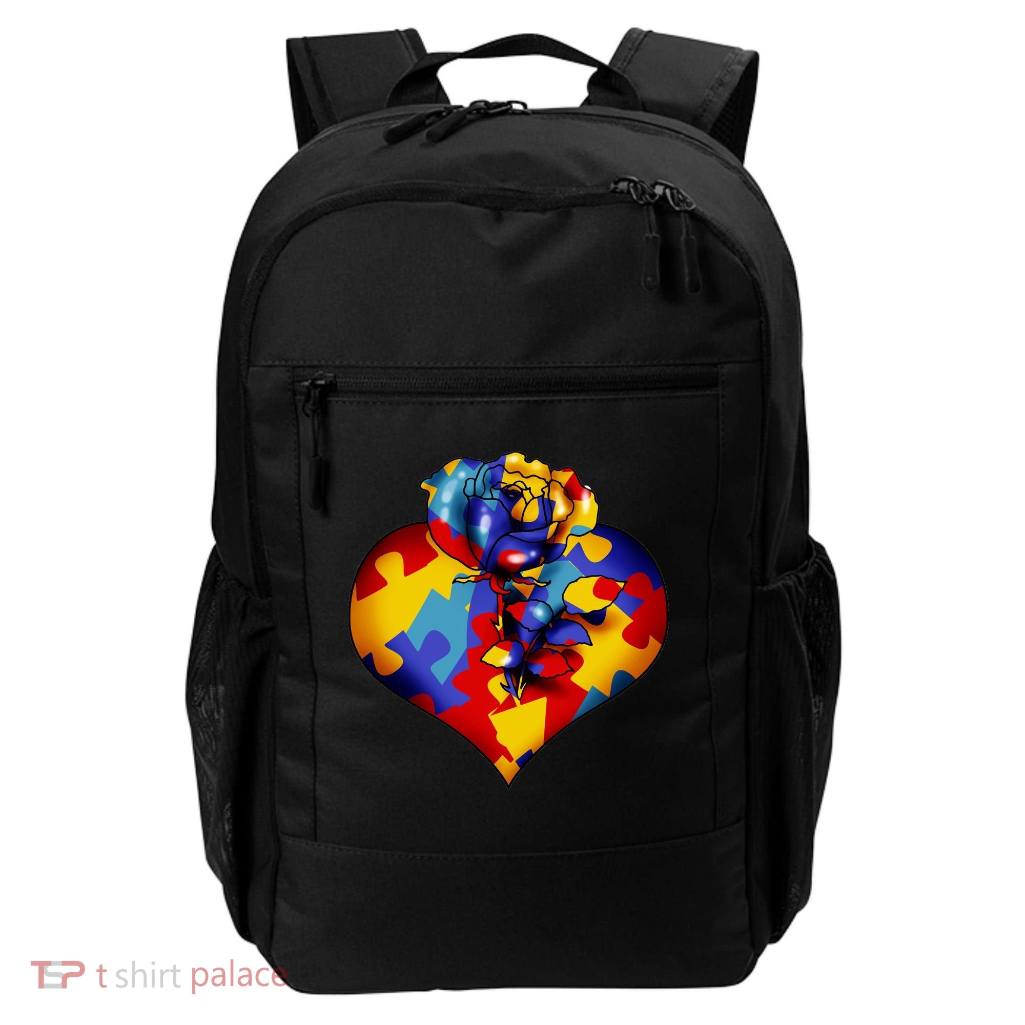 Autism Awareness Rose Heart Backpack