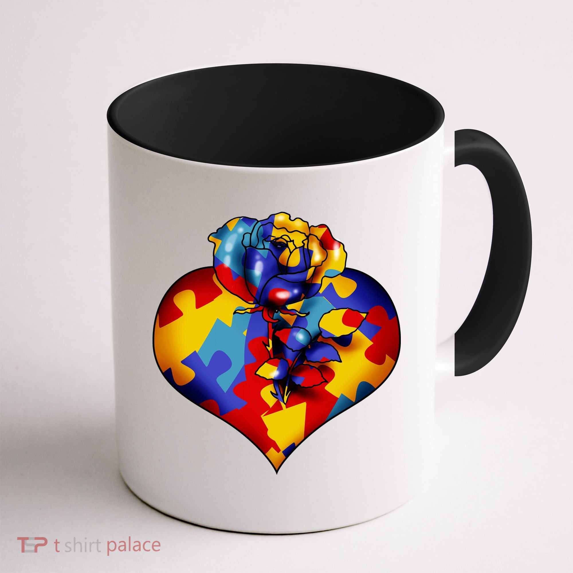 Autism Awareness Rose Heart Coffee Mug