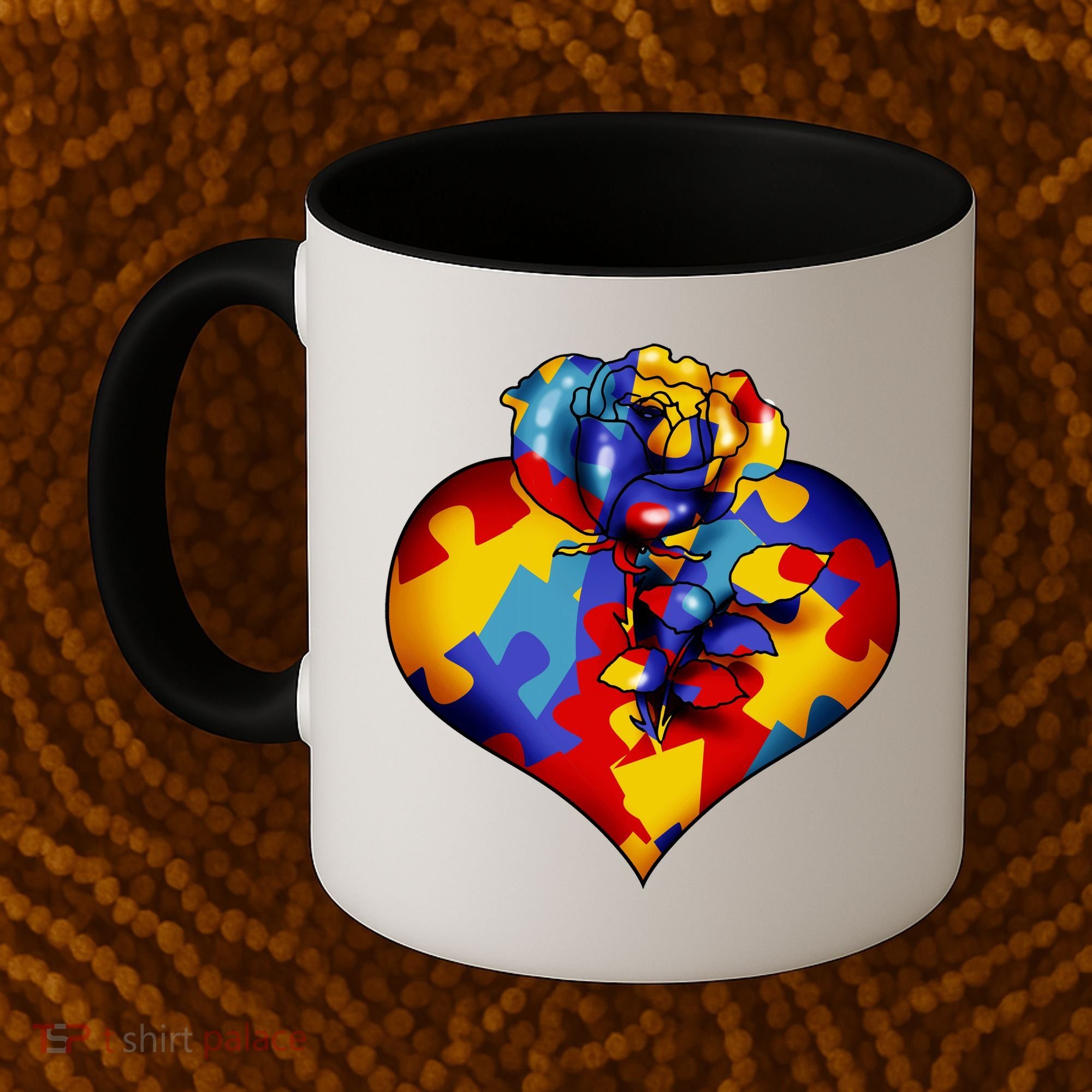Autism Awareness Rose Heart Coffee Mug