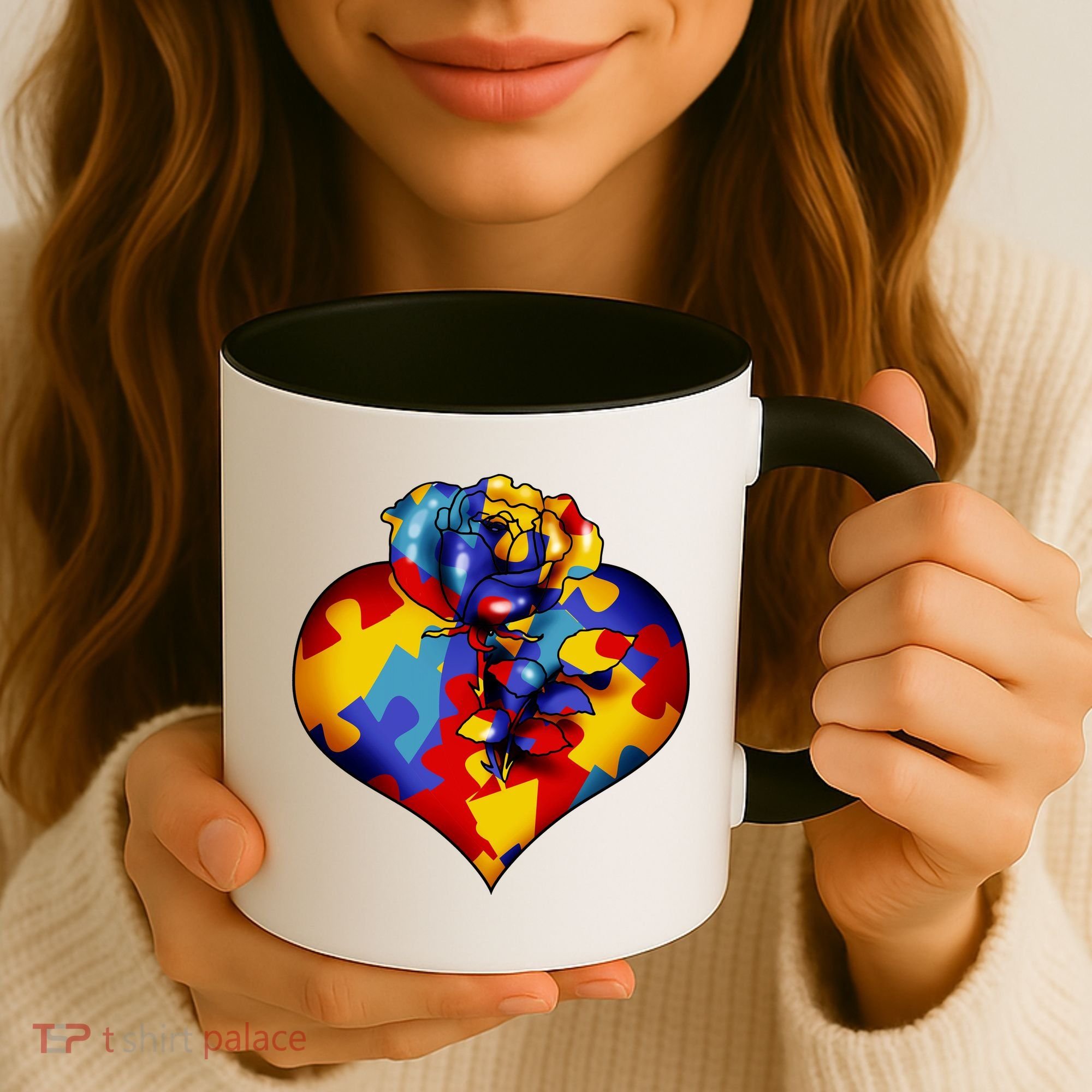 Autism Awareness Rose Heart Coffee Mug