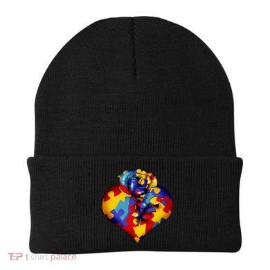 Autism Awareness Rose Heart Beanie
