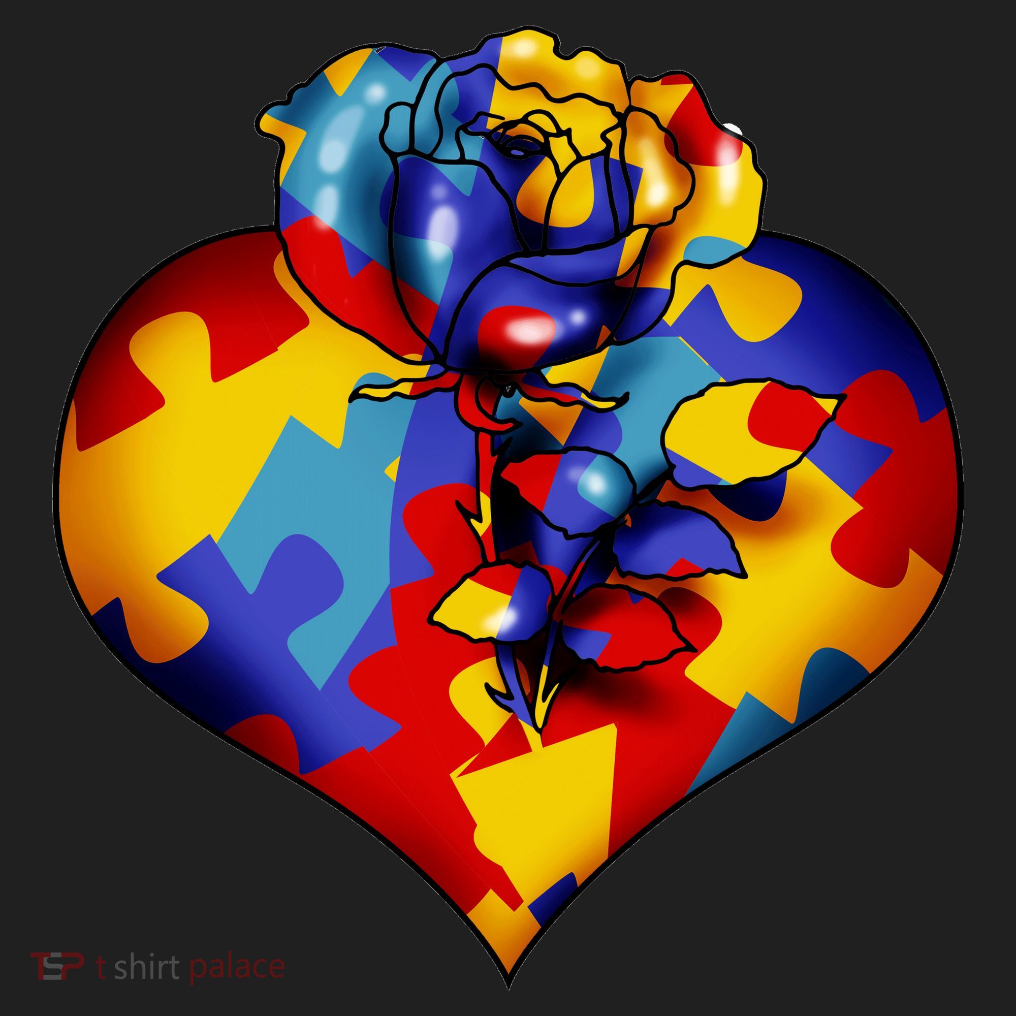 Autism Awareness Rose Heart Beanie