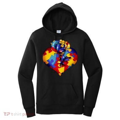 Autism Awareness Rose Heart Women's Hoodie