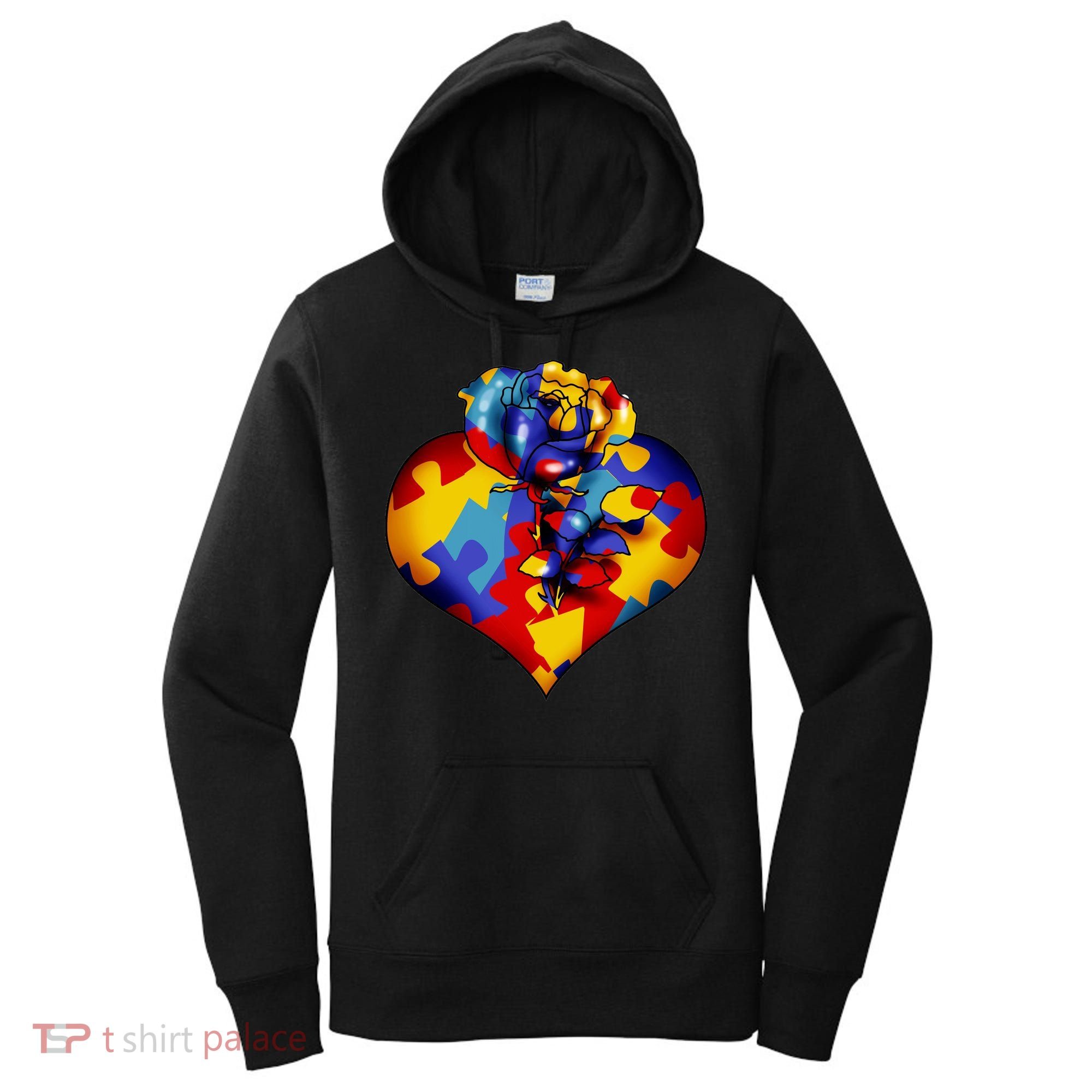 Autism Awareness Rose Heart Women's Hoodie