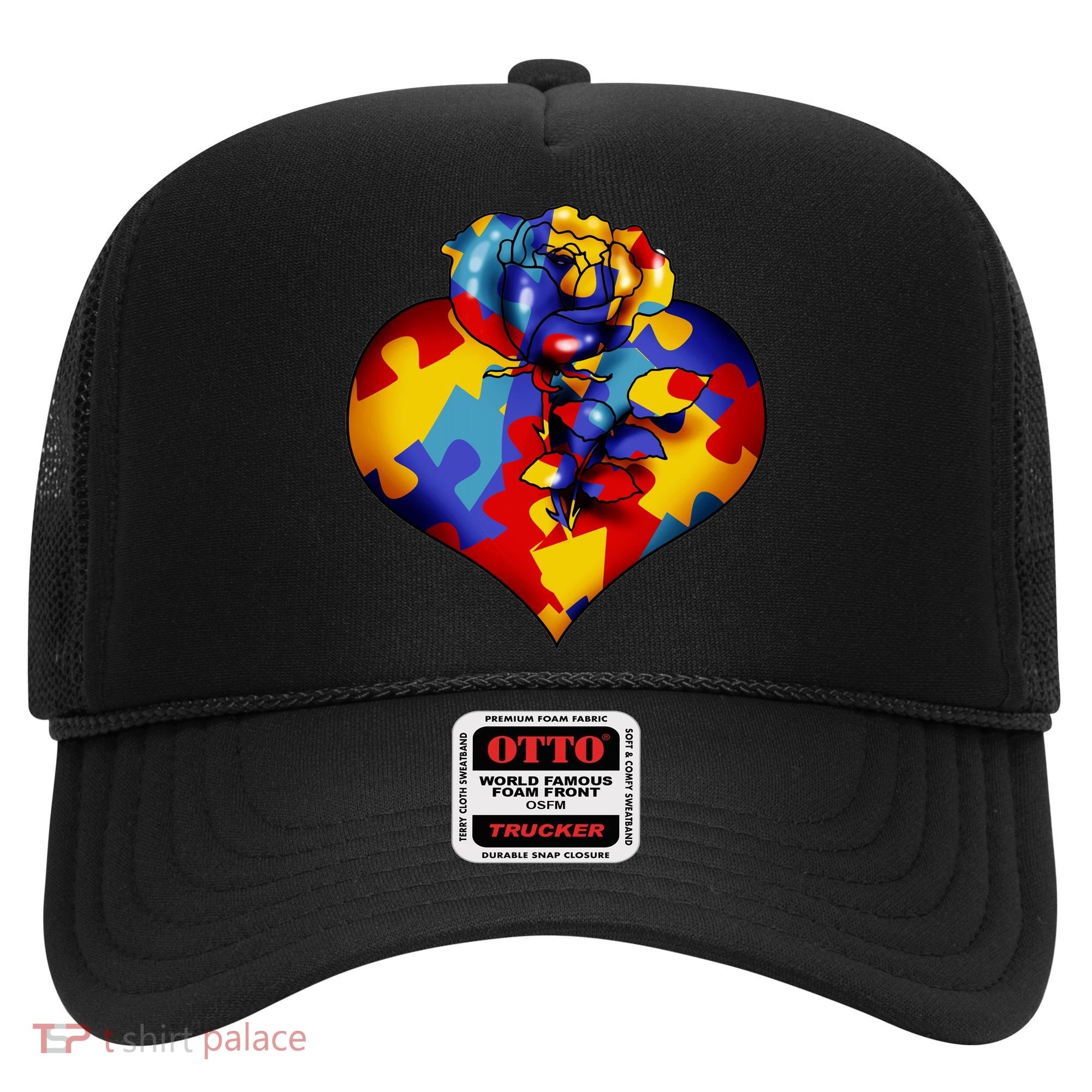 Autism Awareness Rose Heart Hat
