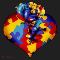 Autism Awareness Rose Heart Golf Towel thumb 3