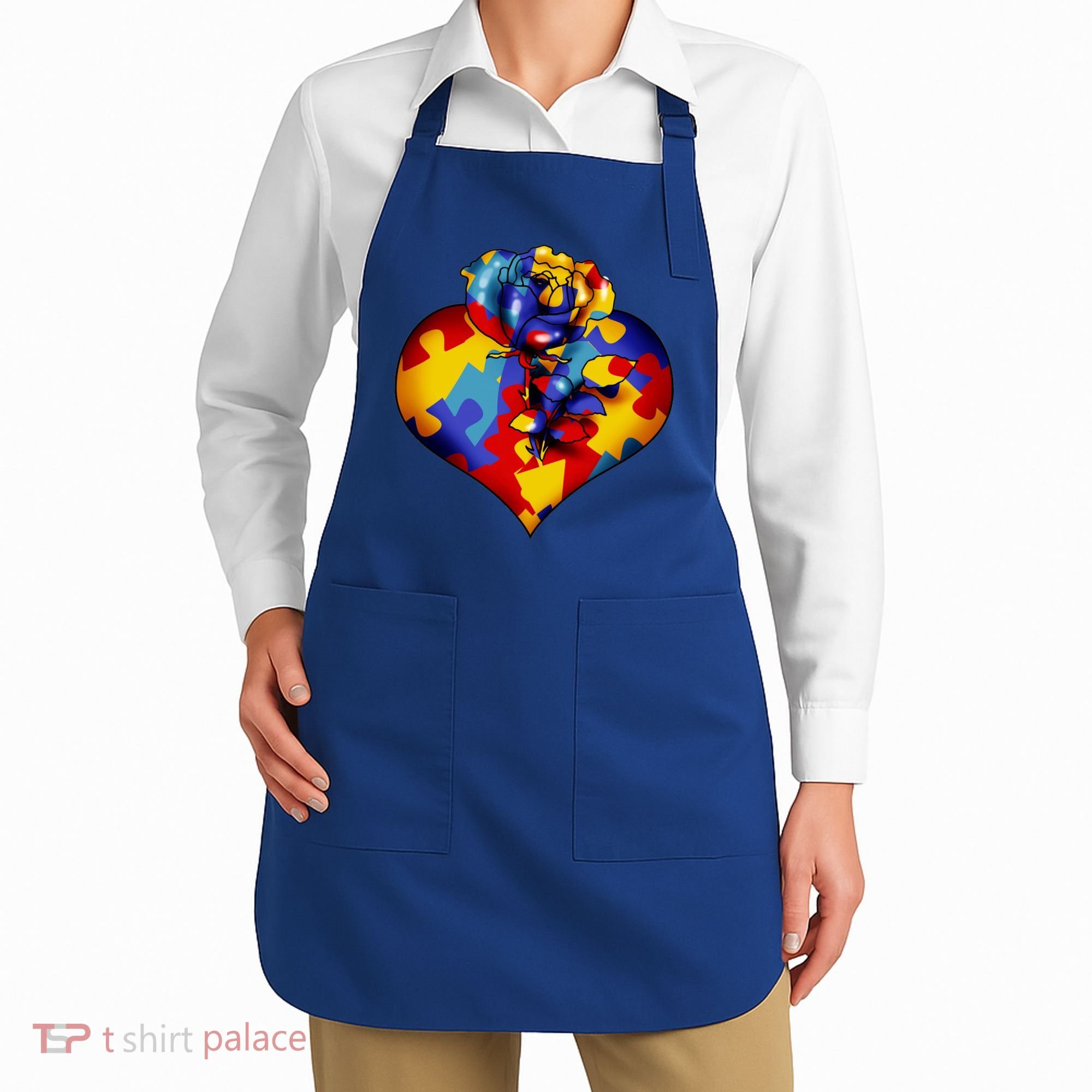 Autism Awareness Rose Heart Apron