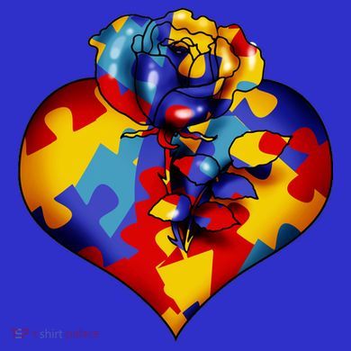 Autism Awareness Rose Heart Coaster