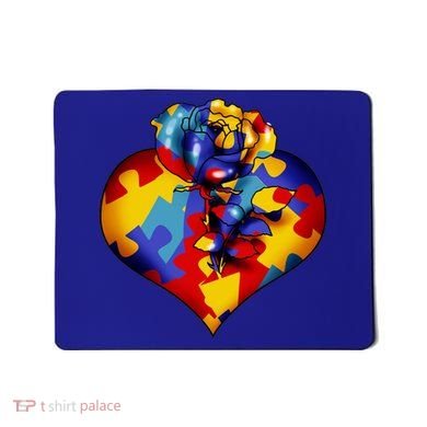 Autism Awareness Rose Heart Mousepad