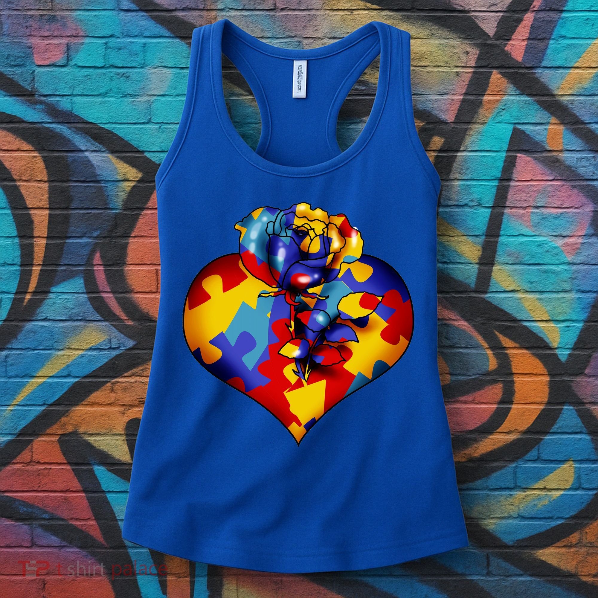 Autism Awareness Rose Heart Women's Tank Top