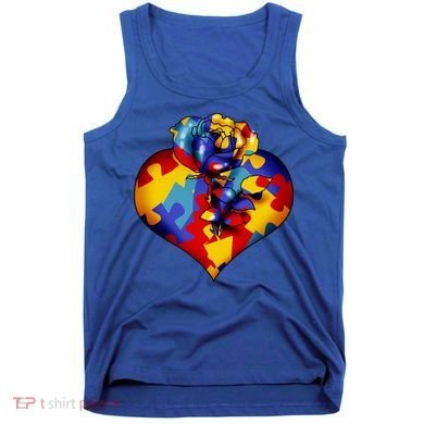 Autism Awareness Rose Heart Tank Top