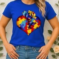 Autism Awareness Rose Heart Women's T-Shirt thumb 2